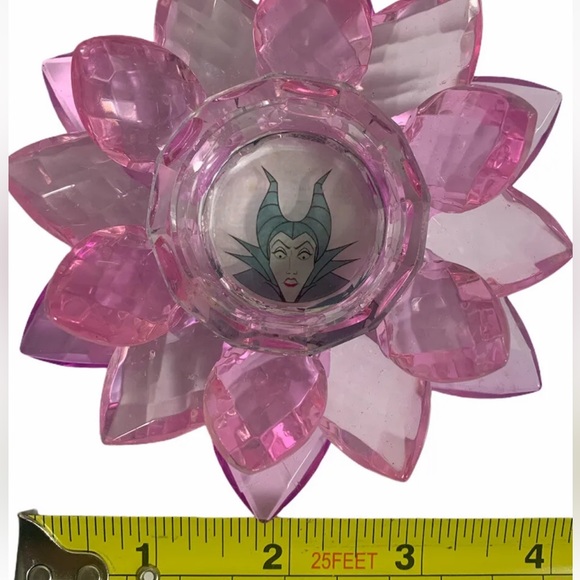 Maleficent Disney Villain Candle Votive Pink Flower Rose Glass Candle Holder New - Picture 6 of 7